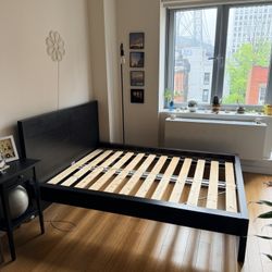 Black Wooden Full Bedframe And Headboard