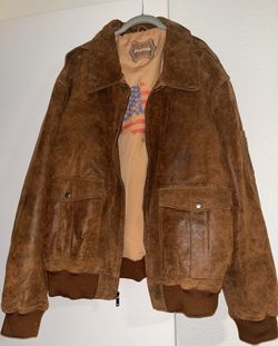 FLAVOR Men’s Brown Leather Bomber Jacket