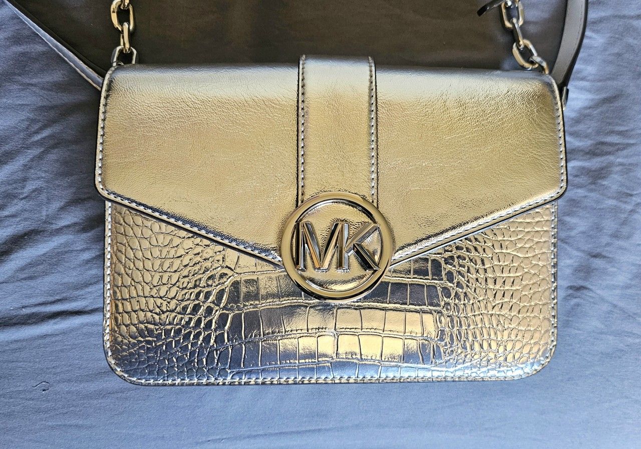 Michael Kors Medium Carmen Silver Embossed Convertible Bag