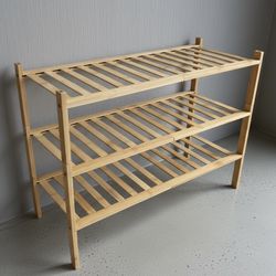 Bamboo Three Tier Shoe Storage Rack Shelf! Brand new 27x11x20in