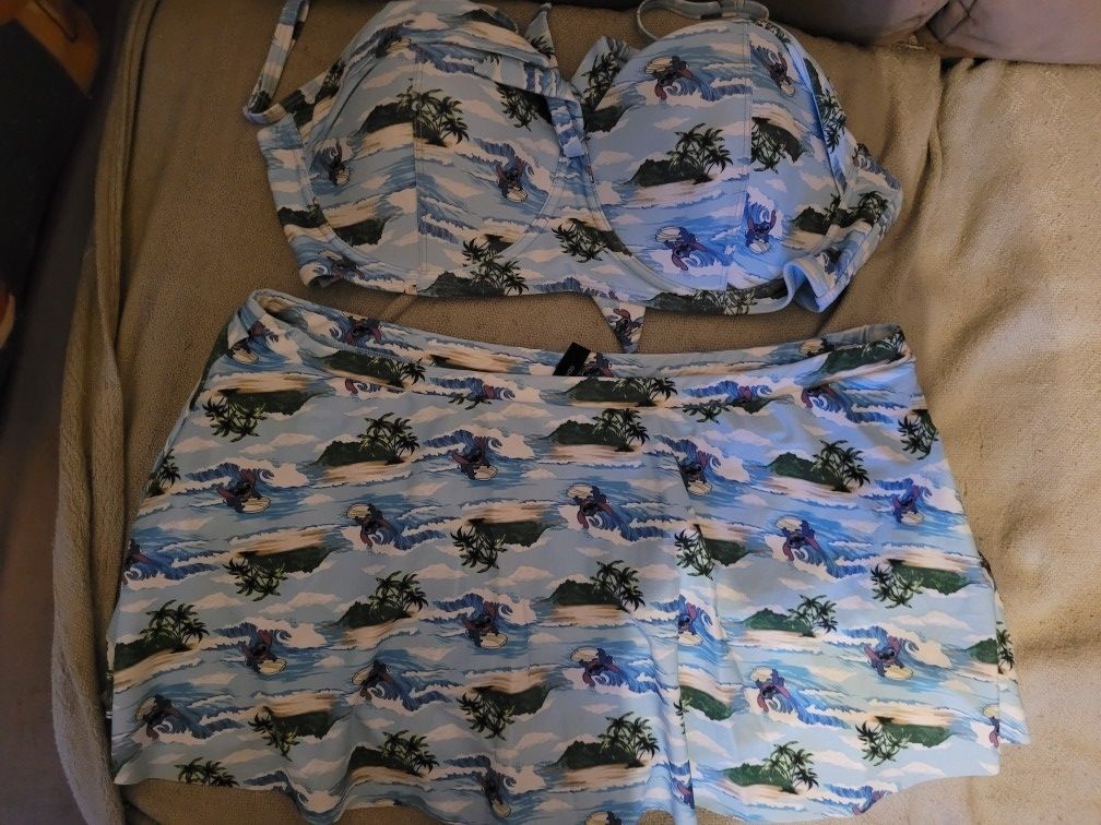 NEW, 2 piece Stitch bikini swimsuit 