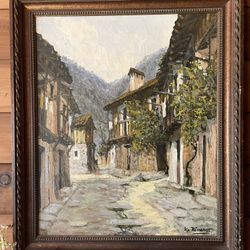 Acrylic Painting on Canvas, Village Street View 28x32