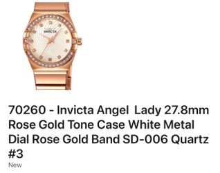 70260 - Invicta Angel Lady 27.8mm Rose Gold Tone Case White Metal Dial Rose Gold Band SD-006 Quartz
