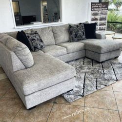 U Shape Cream Color Megginson Storm Laf Sectional With Chaise | 39$ Down Payment @ Fastest Delivery 🚚