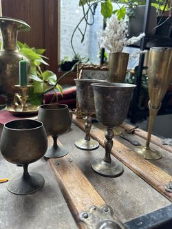 Brass And Metal Goblets 