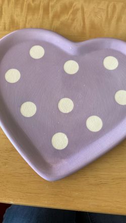 7” Purple Polka Dot Heart Shaped Plate