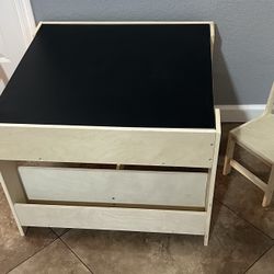 (NEW) 4 N 1 Kids Wooden Activity Desk And Chair Set