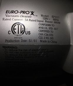 Euro-Pro EP033 Shark Handheld Vacuum with HEPA Filter Thumbnail