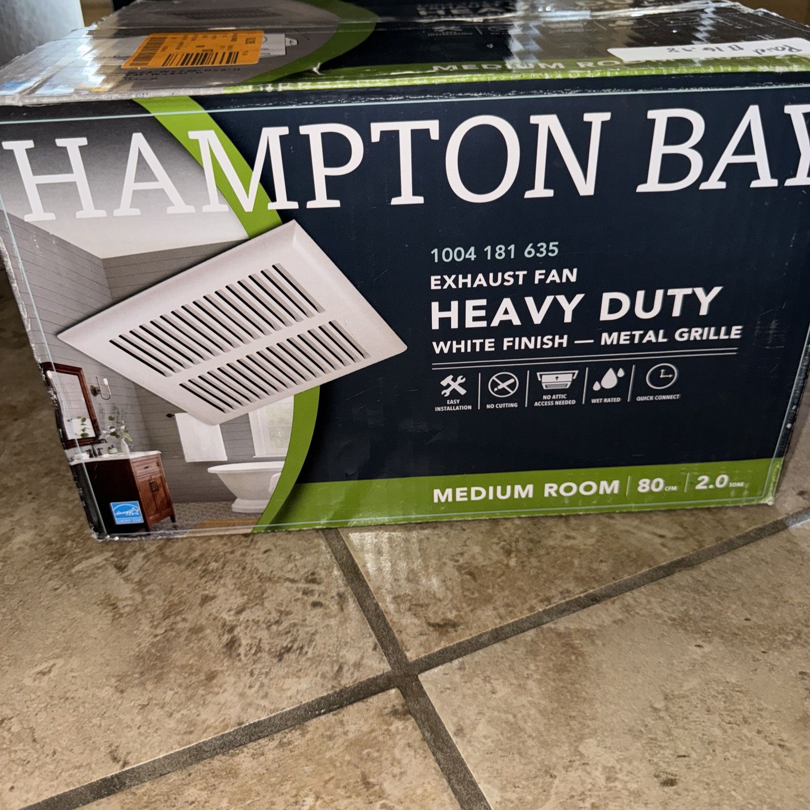 Hampton Bay 80 CFM Heavy Duty Ceiling Bath Exhaust Fan 1004 181 635
