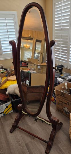 Bombay Company Mahogany and Brass Cheval Mirror