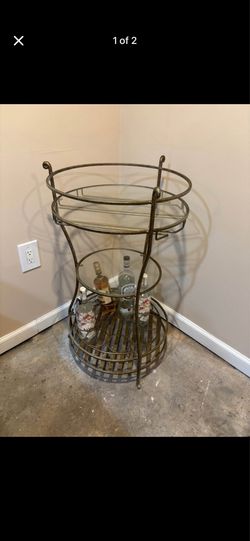 Gold medal bar cart with glass shelves