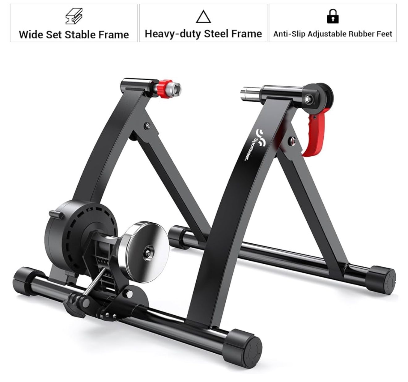 Sportneer Bike Trainer - Magnetic Stationary Bike Stand for 26-28" & 700C Wheels - Adjustable 6 Level Resistance Bike Trainer Stand for Indoor Riding