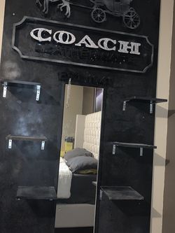 Custom COACH mirror with shelves