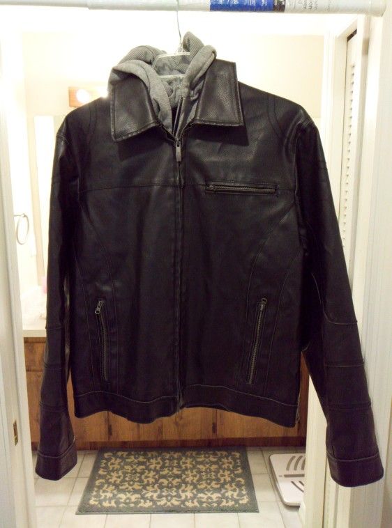 Leather Jacket With Hoodie
