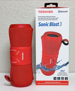 Toshiba Speaker Water Proof Bluetooth Red Portable Cordless Sonic Blast 3