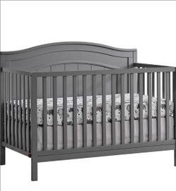 Gray Wood mini crib Convertible Baby Crib