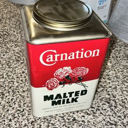Antique Carnation Malted Milk Tin Can 