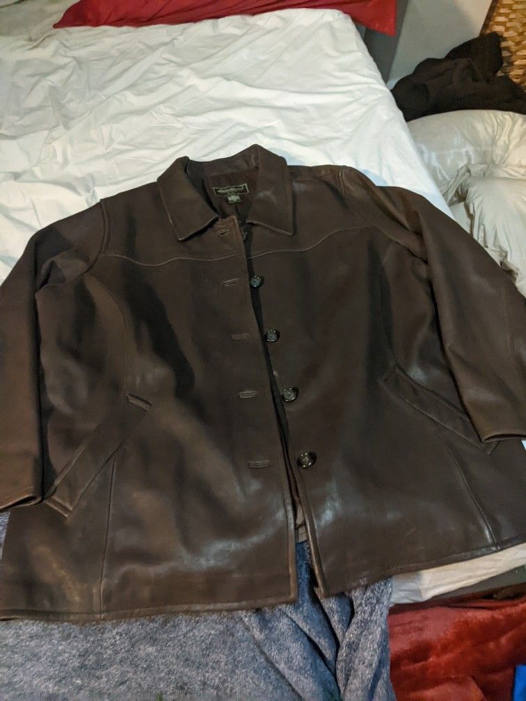 Eddie Bauer Brown Leather Button Up Jacket 4xl Brand New Without Tags. Super Nice Jacket,New Products : American Fashion Style Bags On Sale