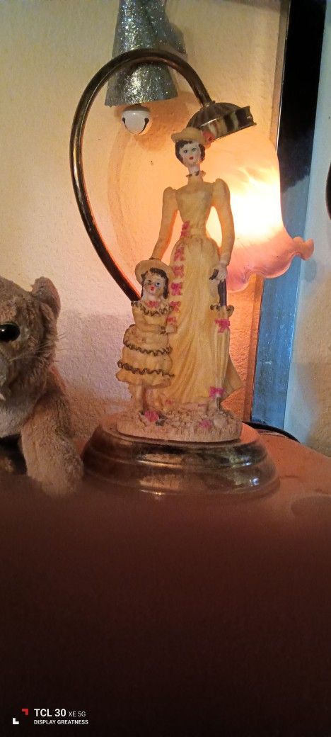 Antique Lamp Of Lady With Child