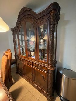 Wood Table china cabinet set
