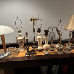 All For $50 ! Lot Of 11 Lamps ( 9 Antique, 2 Modern )