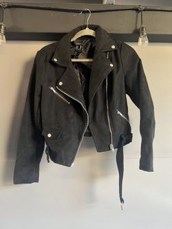 Black Faux  Suede Moto Jacket 