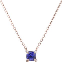 1 CT Cushion Cut Sapphire Birthstone Necklace, 925 Sterling Silver, 18+ 2 inch chain. 