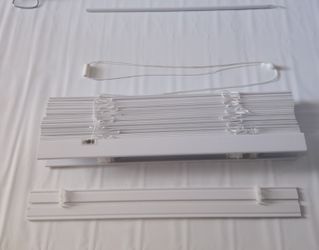 White Cordless Faux Wood Blinds for Windows (L) 22.75 in. (H)64 in.