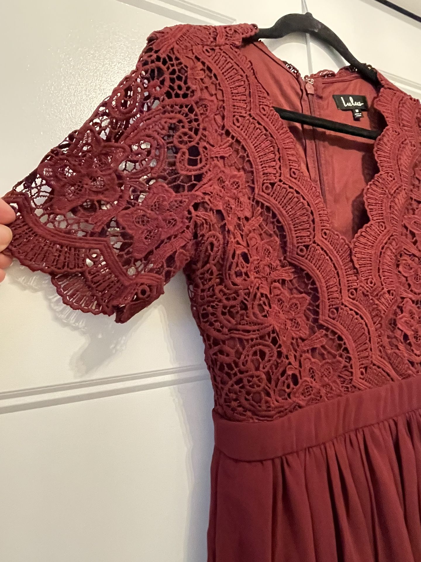 Lulus Angel in Disguise Burgundy Lace Skater Dress Size M