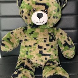 Build-A-Bear Digital Camo Bear Plush Stuffed Military Brown Eyes 18"