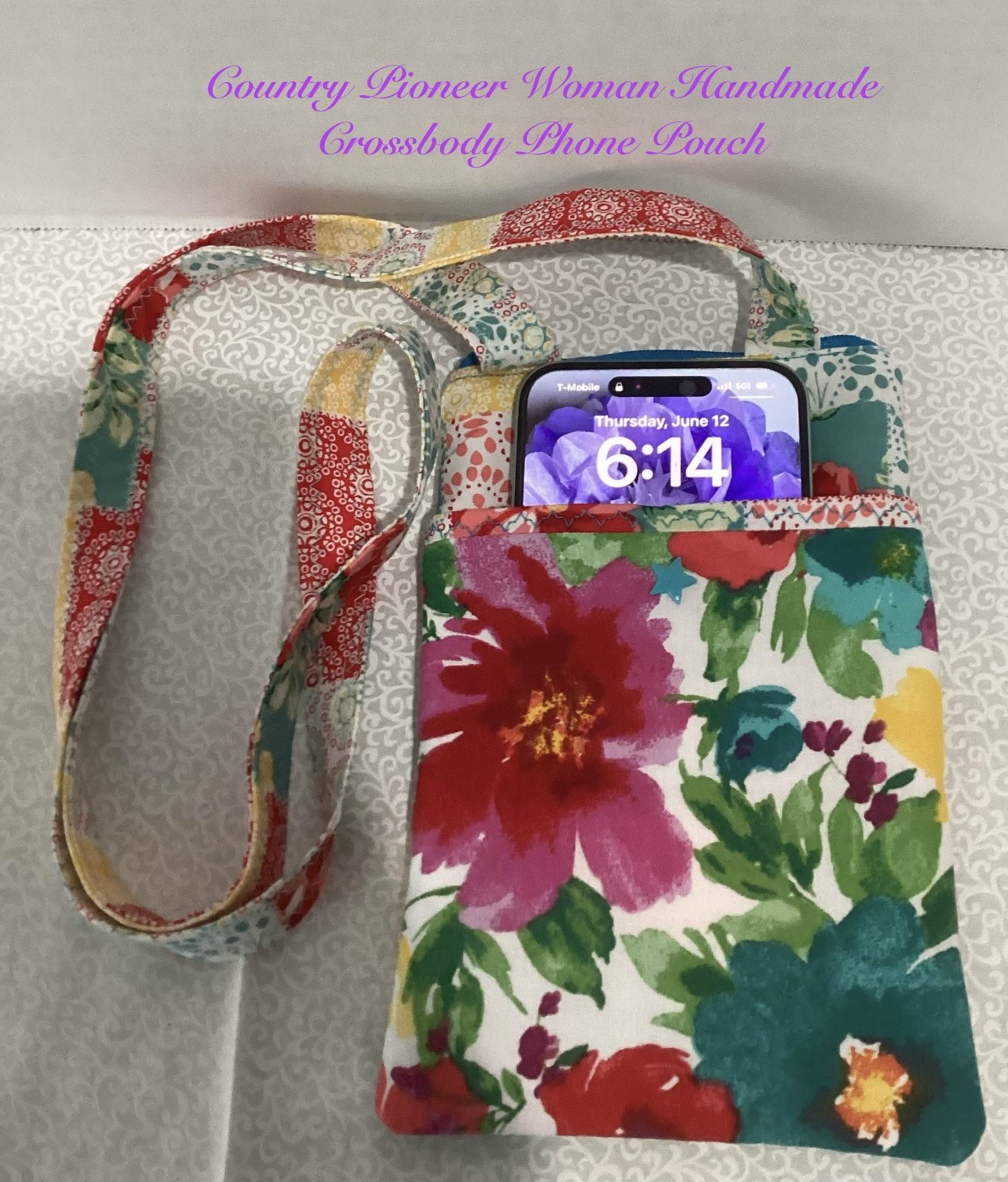 NEW COUNTRY PIONEER WOMAN HANDMADE CROSSBODY PHONE POUCH
