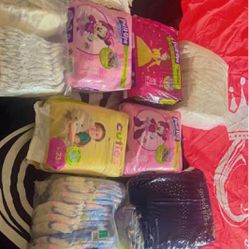 A Lot Of Baby Diapers, Pull-Ups And Size 3