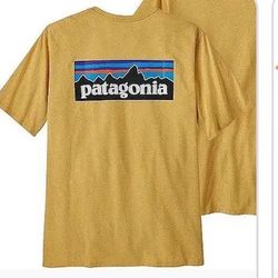 Patagonia cotton T-shirt short sleeve milled yellow soft crew neck mens small