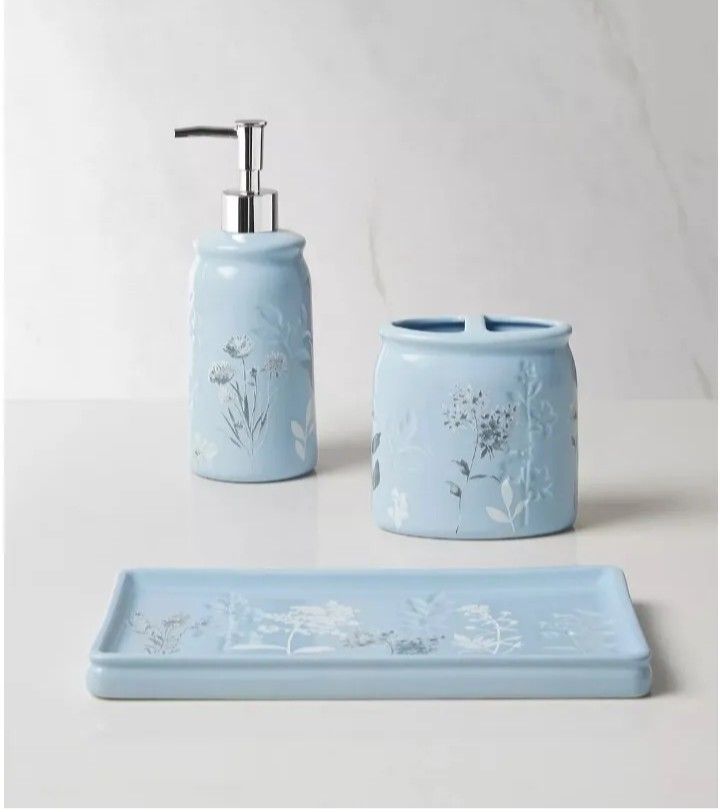 Decor Studio Prairie 3-Pc. Bath Accessory Set - Blue