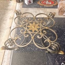 Fine Metal Center Table.  Dark Grey And Gold W/ Glass