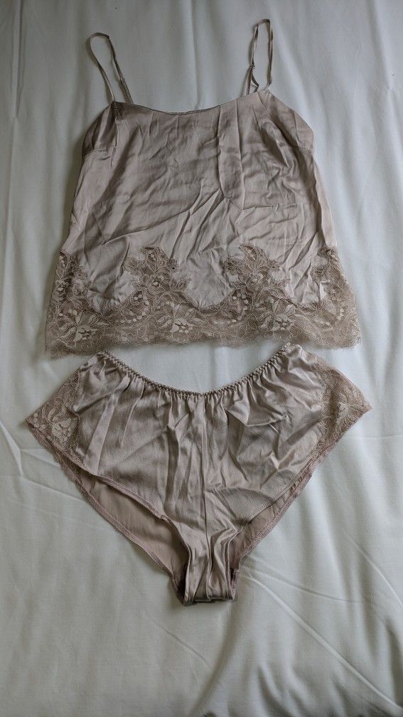 Fleur Of England Pajama Set Silk Camisole And French Knickers-Blush, EUR (S)