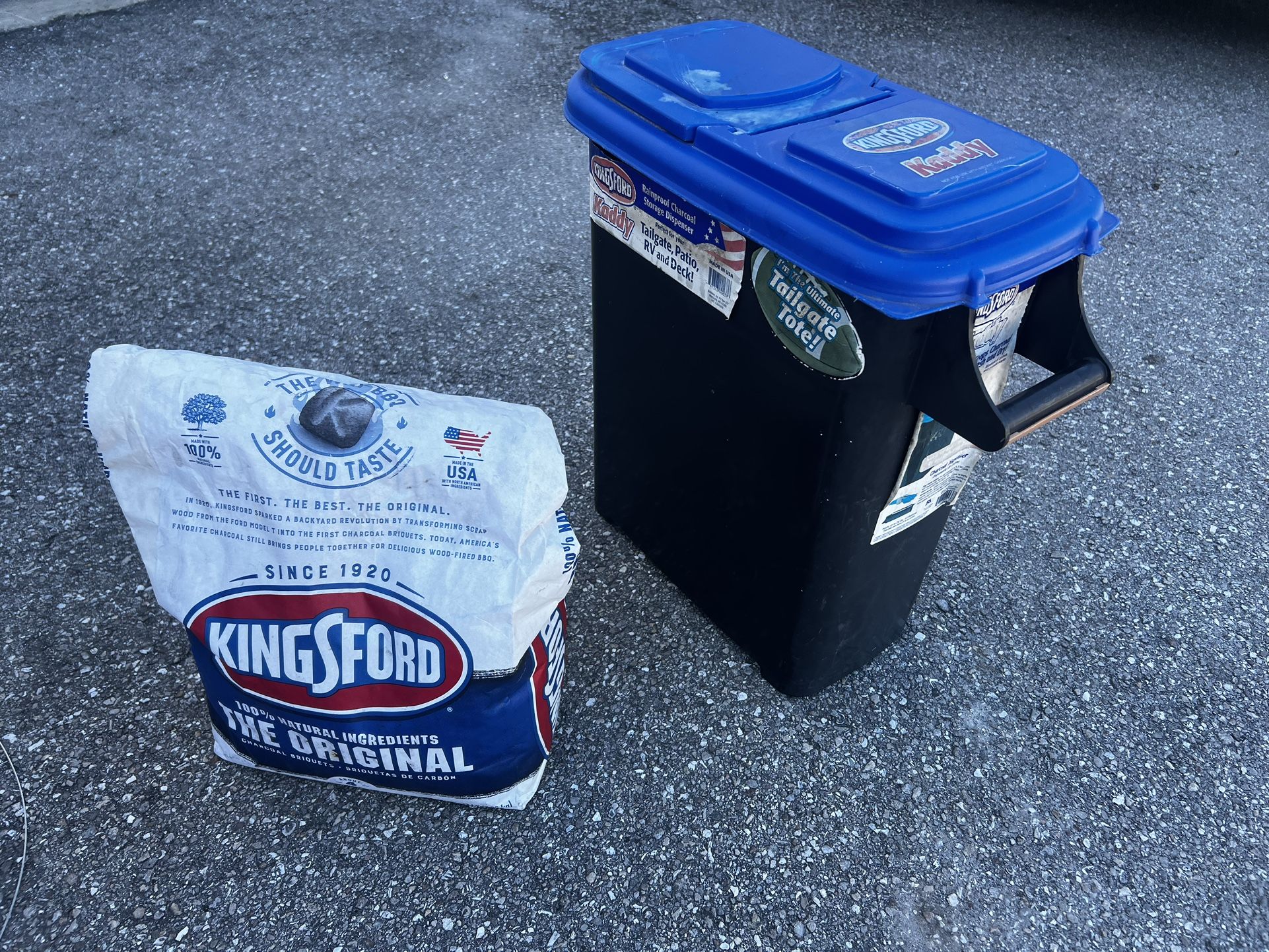 Kingsford Charcoal Kaddy Storage container with Half a Bag of charcoal!