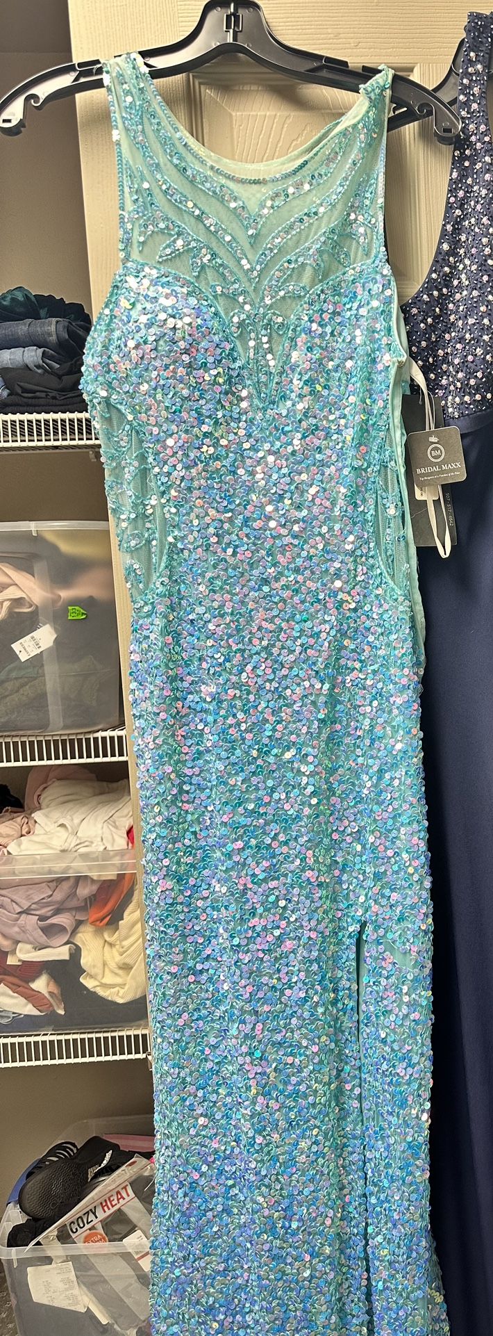 Icy Blue Sequin Dress Size 10