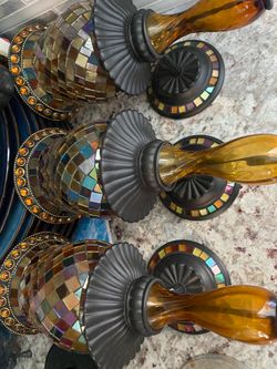 Wall mount candle holders and vase