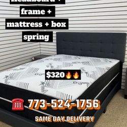 Queen Bed Headboard Frame With Mattress Set Included Brand New In Box 📦 Same Day Delivery 🚚 Available In All Sizes 