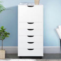 6 Drawer Office Storage File Cabinet, Under Desk Storage File Cabinets for Home Office, Office Organization Filing Cabinet with Wheels, Printer Stand