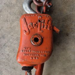 Vintage Jac-Lift by Comet Mechanical Engine Hoist Industrial Salvage Rigging Hooks Pulley Cable 2000 lb Capacity Hanging Repurpose Project