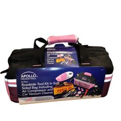 NEW Apollo Tools 54-Piece Roadside Tool Kit in a soft-sided bag, includes air compressor and car vacuum cleaner BRAND NEW