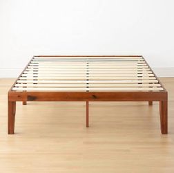 Queen-sized Wood Platform Bed Frame with Slats