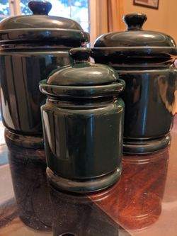 Canisters set of three with sealed lid- Dark green color