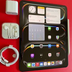 Apple IPad Pro 13” (M4 chip /OLED display/ 2024 Newest ) 256GB with keyboard, pen & Accessories
