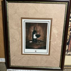 Framed Bottle Art Wall Decor 27”x23.5”