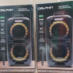 Double 10" Woofers.  Loud Trolly Bluetooth Kareoke Party Speaker By dolphin.  Free 🎤 Included.  Brand New