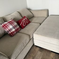 Medium/large Beige Living spaces couch + Ottoman 