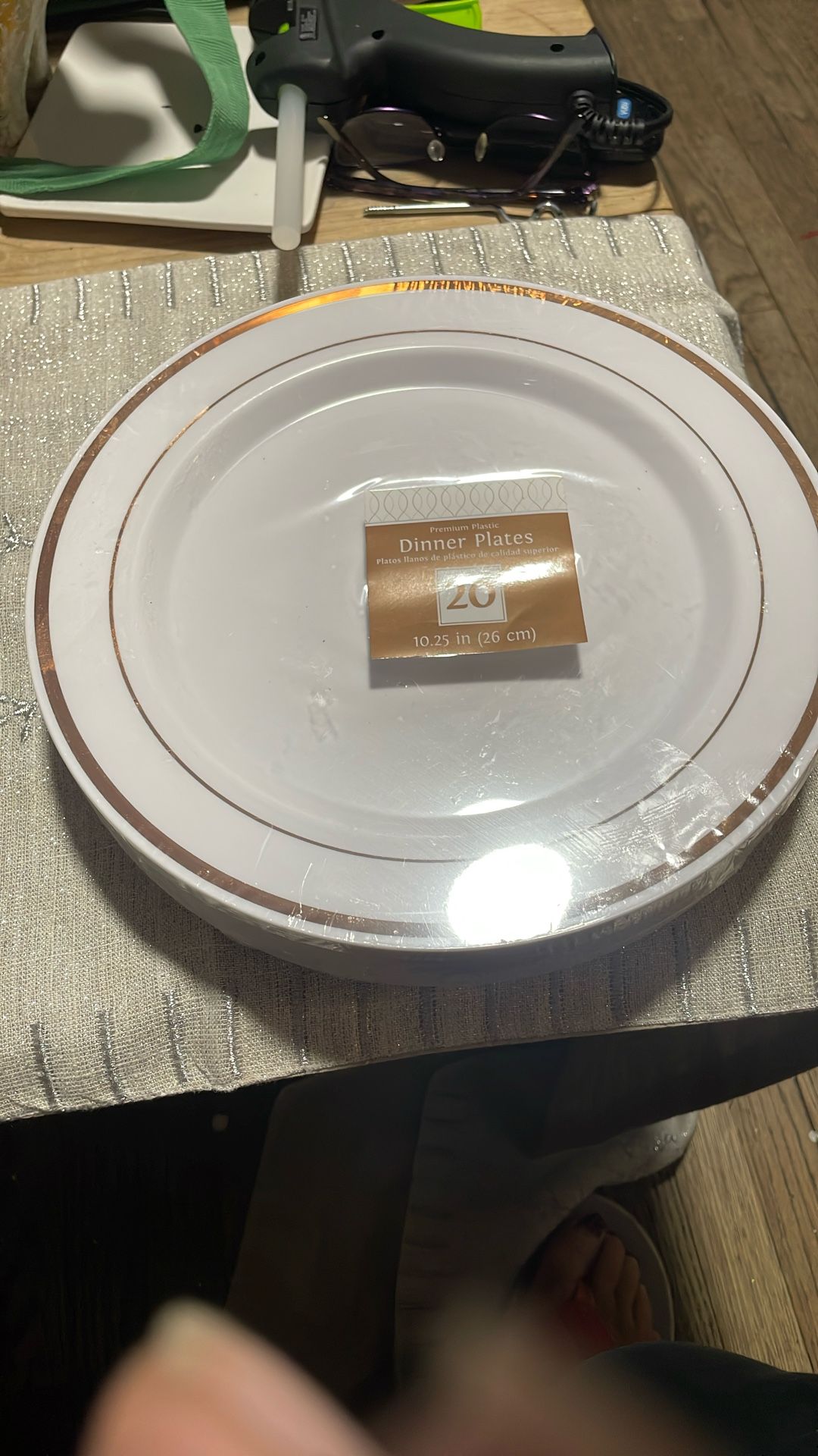 New Plastic Plates With Rose gold Trim